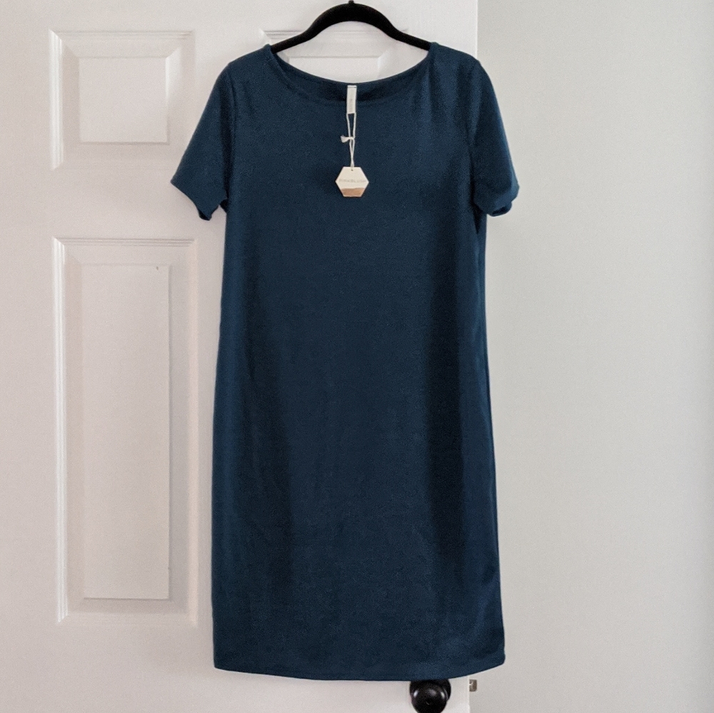 Pink blush deep teal t-shirt dress